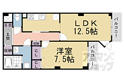 プレセランス山科 1LDKの間取図画像