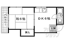 Stable勧修寺 1DKの間取図画像