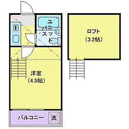 都営大江戸線 練馬春日町駅 徒歩8分の賃貸アパート 2階1Kの間取り