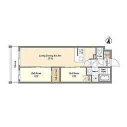 アジールコート練馬中村橋 2LDKの間取図画像