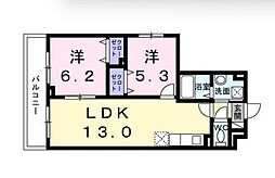 都営大江戸線 新江古田駅 徒歩11分の賃貸アパート 1階2LDKの間取り