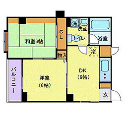JR京浜東北・根岸線 王子駅 徒歩8分の賃貸マンション 3階2DKの間取り