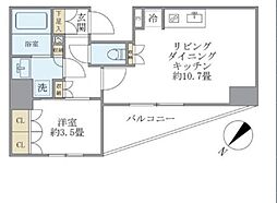 ジオエント駒込 2階1LDKの間取り