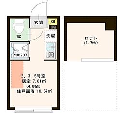 西武池袋線 江古田駅 徒歩6分の賃貸アパート 2階ワンルームの間取り
