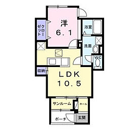 西武池袋線 東長崎駅 徒歩10分の賃貸アパート 1階1LDKの間取り