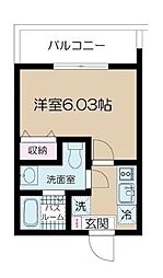 都営大江戸線 光が丘駅 徒歩9分の賃貸マンション 2階1Kの間取り