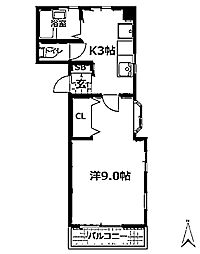 JR山手線 駒込駅 徒歩5分の賃貸マンション 4階1Kの間取り