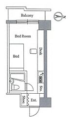 JR山手線 田端駅 徒歩9分の賃貸マンション 6階ワンルームの間取り