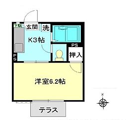 都営大江戸線 練馬駅 徒歩7分の賃貸アパート 1階1Kの間取り