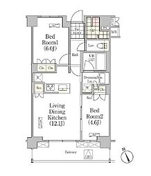 都営大江戸線 新江古田駅 徒歩6分の賃貸マンション 3階2LDKの間取り