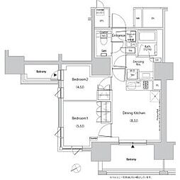 西武池袋線 椎名町駅 徒歩5分の賃貸マンション 13階2DKの間取り