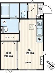 ビューノ上池袋 1階ワンルームの間取り