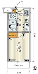 西武池袋線 中村橋駅 徒歩6分の賃貸マンション 4階1Kの間取り