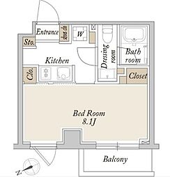 都営大江戸線 新江古田駅 徒歩6分の賃貸マンション 3階1Kの間取り