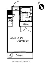 西武池袋線 桜台駅 徒歩10分の賃貸マンション 1階ワンルームの間取り