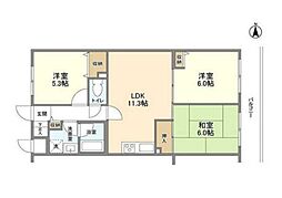都営大江戸線 落合南長崎駅 徒歩14分の賃貸マンション 1階3LDKの間取り