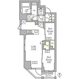 東京メトロ南北線 王子駅 徒歩4分の賃貸マンション 3階2LDKの間取り
