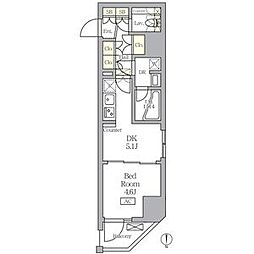 東京メトロ南北線 王子駅 徒歩4分の賃貸マンション 7階1DKの間取り
