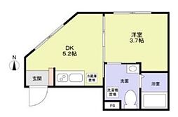 西武池袋線 中村橋駅 徒歩10分の賃貸マンション 4階1DKの間取り