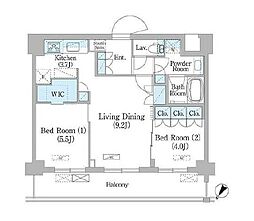 NIIYA平和台 2LDKの間取図画像