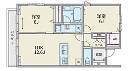 PLACIA 2LDKの間取図画像