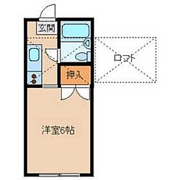 エステート南街 2階1Kの間取り