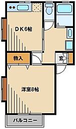 西武西武園線 西武園駅 徒歩5分の賃貸アパート 1階1DKの間取り