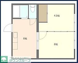コーポ大南 2階2DKの間取り