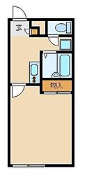 レオパレスシャトレー 2階1Kの間取り