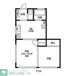コーポ弥生 1階2DKの間取り