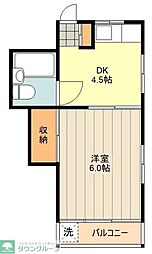 ハイムトーシン 1階1Kの間取り