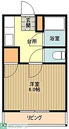 メゾンフジ 1階1Kの間取り