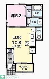 アルドーレI 1階1LDKの間取り