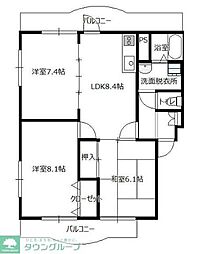 エステート・メープル 2階3LDKの間取り