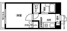 JR中央線 立川駅 徒歩17分の賃貸マンション 3階1Kの間取り