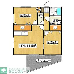 リブメリー・ノース 1階2LDKの間取り