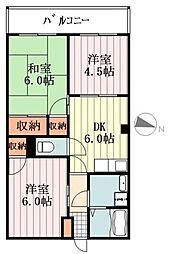 グリーンハイツ佳秀 5階3DKの間取り