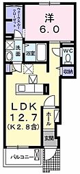 鈴蘭 1階1LDKの間取り