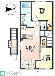 セラヴィ 2階2LDKの間取り