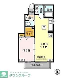 ゼファーコート 1階1LDKの間取り