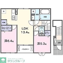 ラスヴェート 2階2LDKの間取り
