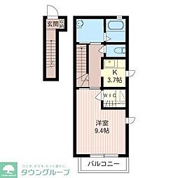 メゾン・シャテーヌ 2階1Kの間取り