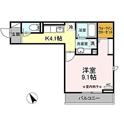 グランシャリオ(河辺) 2階1Kの間取り