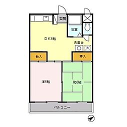 サンライズＮ 1階2DKの間取り