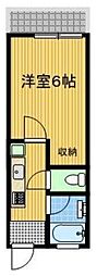 メゾンルシオル 2階1Kの間取り