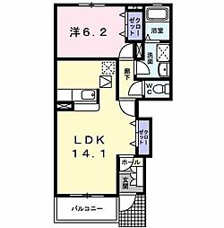 ベル・ル・ジャルダン　II 1階1LDKの間取り