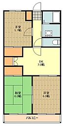 オステンハイム 3階3DKの間取り