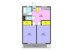 メゾン末広 2階2DKの間取り