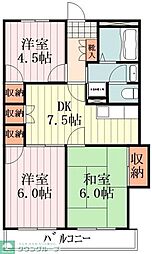 サンベール 1階3DKの間取り