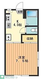ヒルトップファースト 2階1Kの間取り